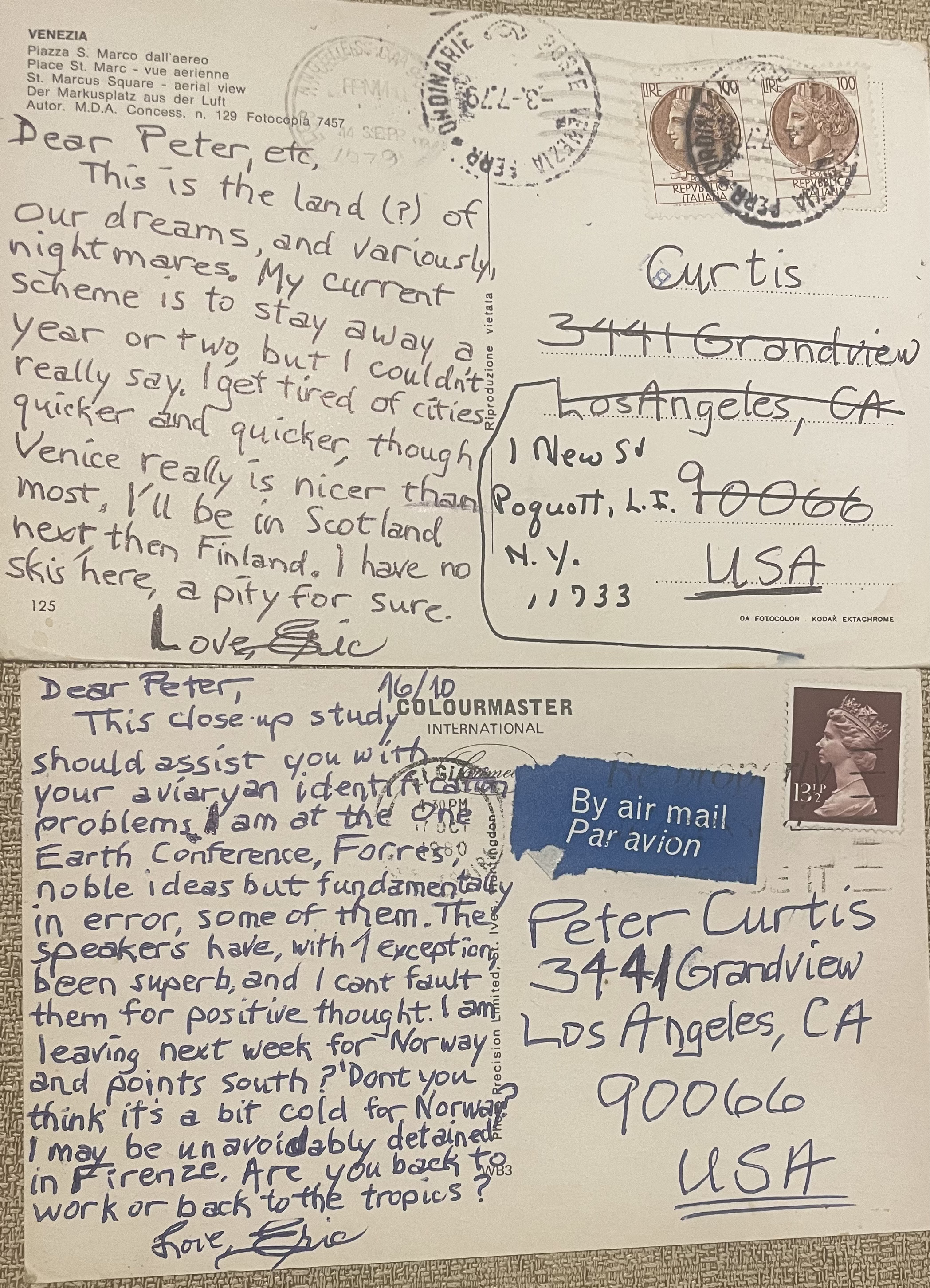 Travel letters from Eric to Peter